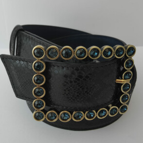 Ceinture reversible Femme Serpent noir / Bleu newport